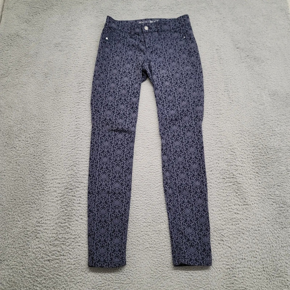 White House Black Market Pants Womens 2 Blue Floral All Over Print Legging